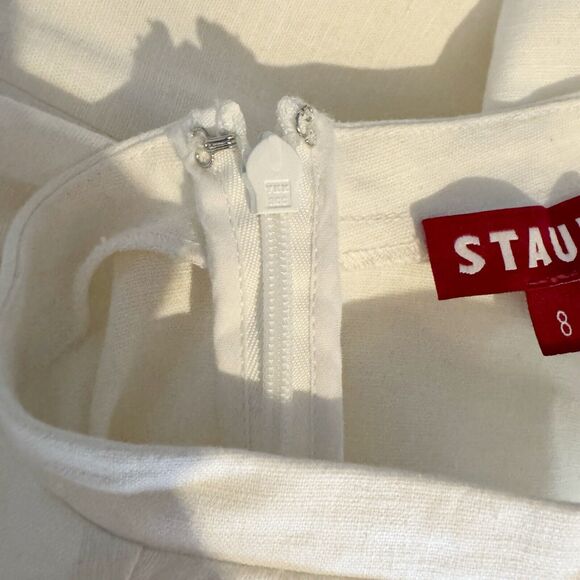 STAUD Alexandria White Linen Midi Dress Long Sleeves Size 8 - Picture 8 of 10